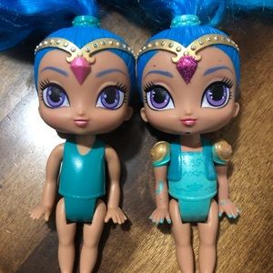 Mattel 2015 Shimmer & Shine Blue Hair 6 inch Doll Figure Duo, Set Of Two